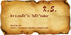 Krizsán Sándor névjegykártya