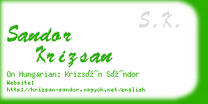 sandor krizsan business card